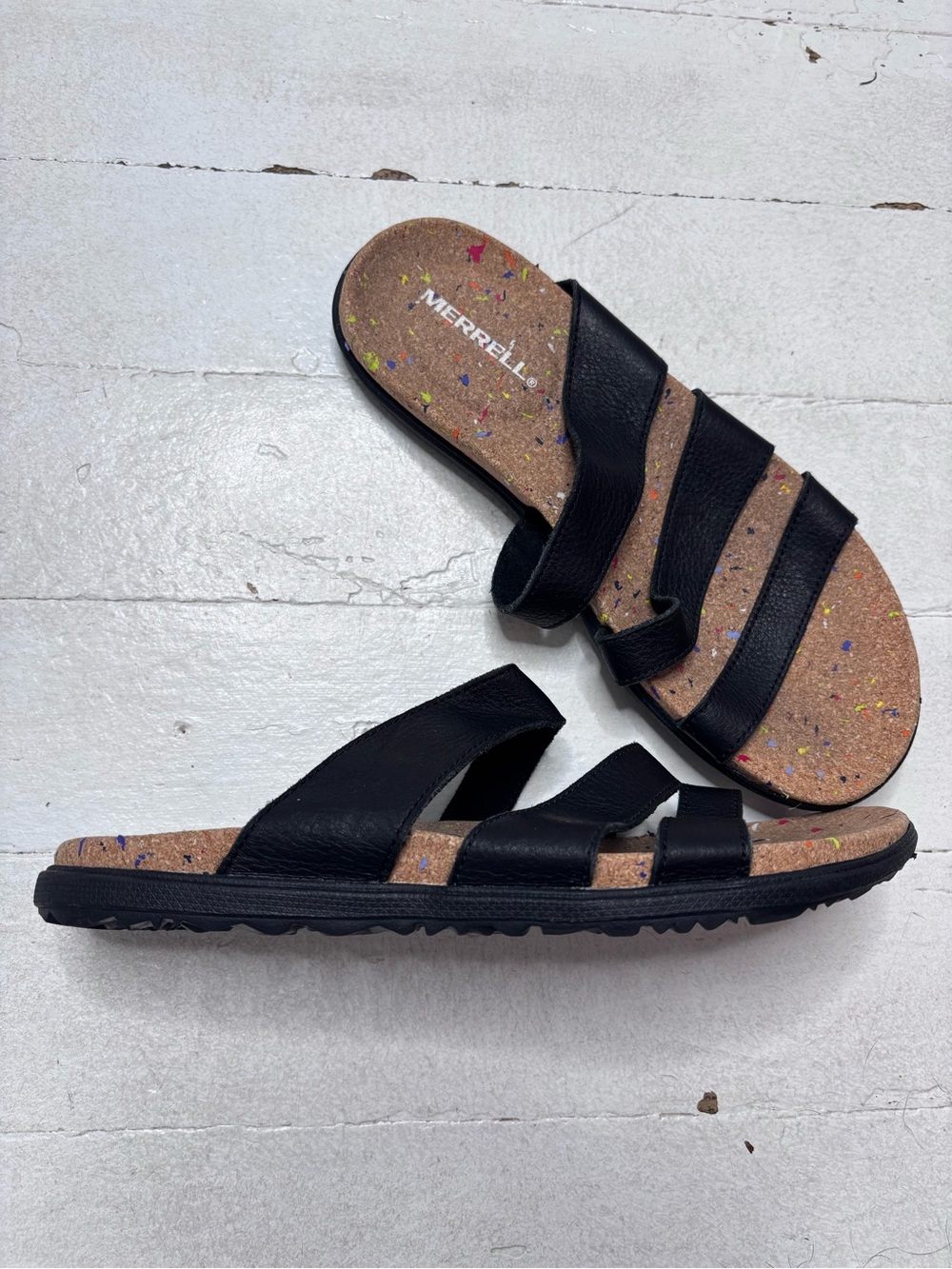 Merrell Napa Valley Slide Sandal Black Leather Size 7 EUC - Picture 2 of 7